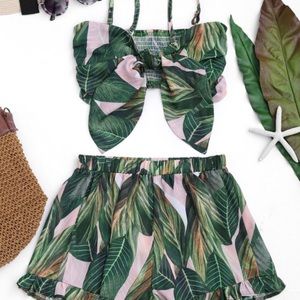 Bowknot leaf print 2pc set from (zaful)